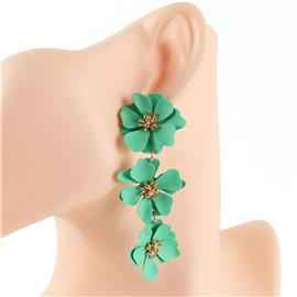 Green Flower Dangle Earrings