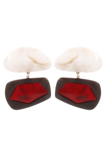 Irregular Geometric Resin Dangle Earrings (Red)